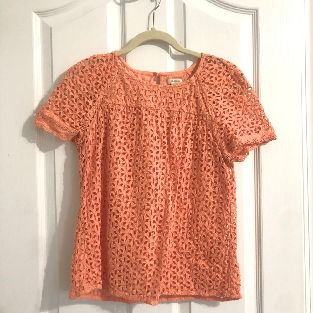 J.Crew Peach Eyelet Top
